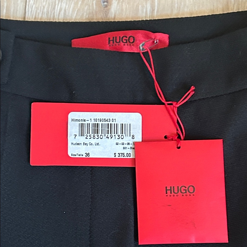 New HUGO Himonie-1 Black Slim Fit Tapered Dress Pants Slacks Trousers - Picture 2 of 14